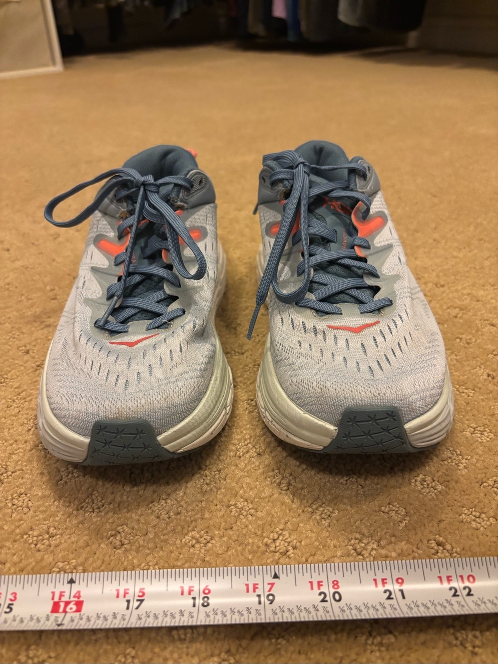 HOKA Gaviota 4 Womens Size 8 B Gray Blue Coral Running Walking Sneakers